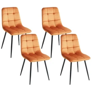 Sänkt pris Set med 4 matstolar Powell Orange, svart - Möbler