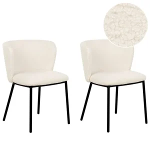 Set med 2 matstolar Mina Vit, Svart/Bouclé - Möbler risnedsättning