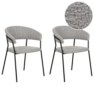 Billig Set med 2 matstolar Mariposa Grå, svart/Bouclé - Möbler