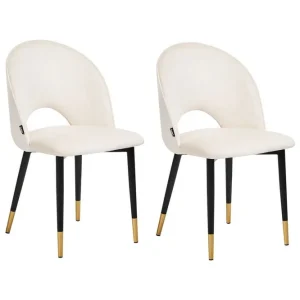 Set med 2 matstolar Magalia Beige, svart, guld - Möbler Utförsäljning