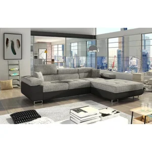 Sektionssoffa Eltap Armando 289x85x203 cm Berlin 01, Mjuk 11, Grå, Svart, Höger - Möbler Erbjudandepris