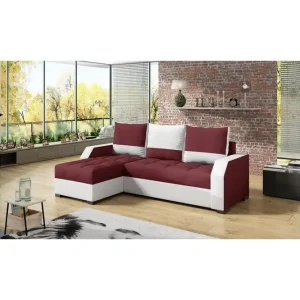 Soffa Eltap Aris 250x90 x150 cm Malmo New 63, Soft 17, Röd, Vit - Möbler Extra rabatt