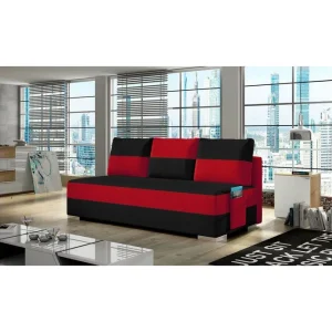 Soffa Eltap Atila 200x83x92 cm Alova 04, Alova 46, Svart, Röd - Möbler Erbjudande