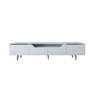Kollumber Tv-stativ 180x30 cm Vit - Möbler Utförsäljning