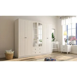 Extra rabatt Jovric Garderob 210x184 cm Matt Vit - Förvaring
