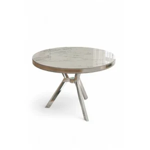 Rabatter Rivor Matbord 90 cm Rund Vit Marmor/Krom - Möbler