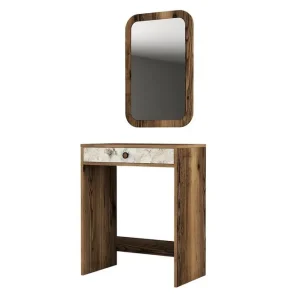 Fynd Ameias Sminkbord 70 cm Valnöt/Vit/Marmor - Möbler