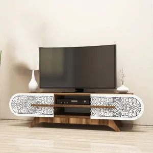 Defneia Tv-bänk 145 cm Vit/Natur - Möbler Beställ nu