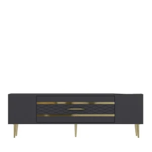 Rabatt Anira Tv-bänk 150 cm Antracit/Guld - Möbler