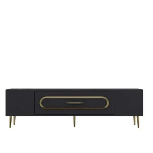 Fynd Aldor Tv-bänk 150 cm Antracit/Guld - Möbler