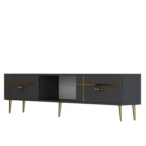 Endast denna vecka Safiya Tv-bänk 150 cm Antracit/Guld - Möbler