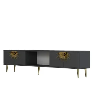 Tari Tv-bänk 150 cm Antracit/Guld - Möbler Sista chansen