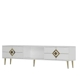 Fynd Cleryn Tv-bänk 150 cm Vit/Guld - Möbler
