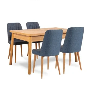Fynd Ergene Matgrupp 120 cm Rektangulär Natur/Blå - Möbler