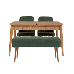 Nyhet Valsot Matgrupp 129 cm Rektangulär Natur/Grön - Möbler