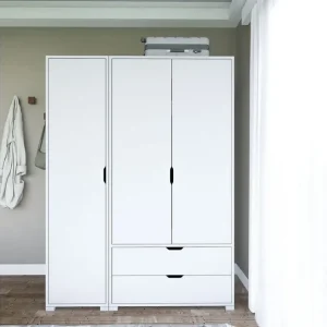 Trygg betalning Durusu Garderob 130x183 cm Vit - Förvaring