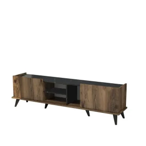 Tv-bänk & mediabänk Challur Tv-bänk 180 cm Valnöt,Svart - Möbler Utförsäljning