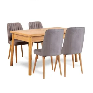Ergene Matgrupp 120 cm Rektangulär Natur/Grå - Möbler Endast denna vecka