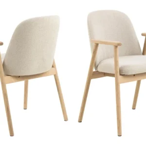 Reciclar Matstol i Bouclé med armstöd i ek trä Beige - Möbler Rabatter