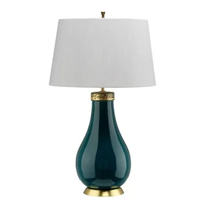 Bästa pris Havering Quintiesse Bordslampa Turquoise||Brass - Belysning