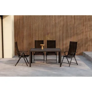 Begränsat antal Venture Home Matgrupp Mirko 140x80x74, Levanzo Svart - Utemöbler & utemiljö